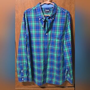 Chaps Blue and Green Casual Button Down Shirt
